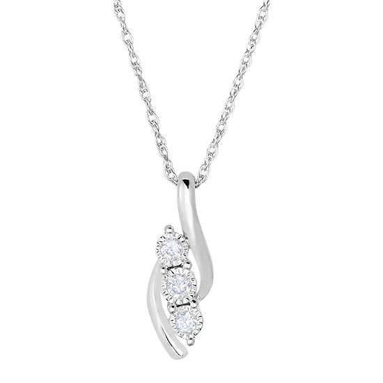TruMiracle® 1/5 CT. T.W. Diamond Sterling Silver 3-Stone Pendant Necklace