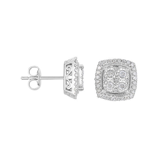 TruMiracle® 1/2 CT. T.W. Diamond Square Sterling Silver Earrings