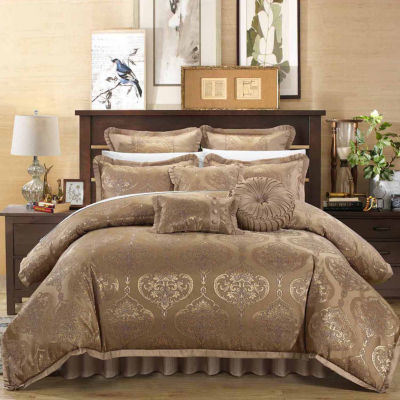 Chic Home Como 9-pc. Jacquard Comforter Set, Color: Gold - JCPenney