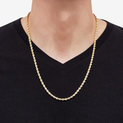 Unisex Adult 10K Gold 24 Inch Rope Chain Necklace