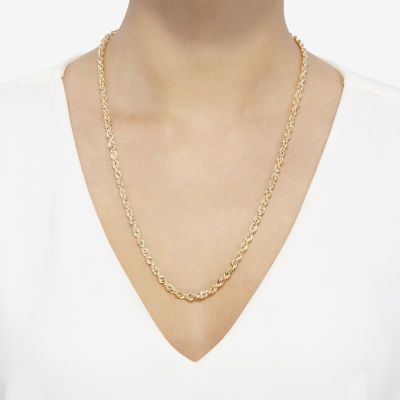 14K Gold 24 Inch Hollow Rope Chain Necklace