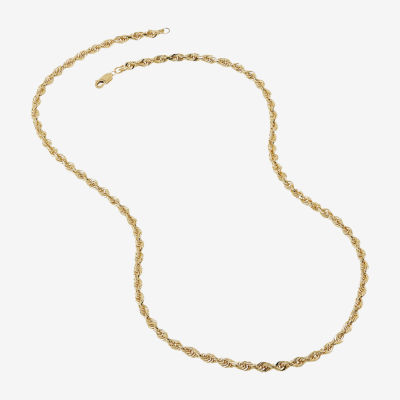Mens 14K Gold 24 Inch Rope Chain Necklace