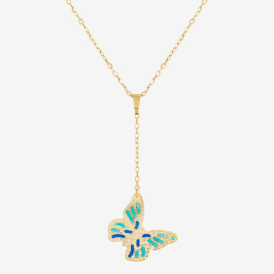 Made in Italy Womens 14K Gold Butterfly Y Necklace