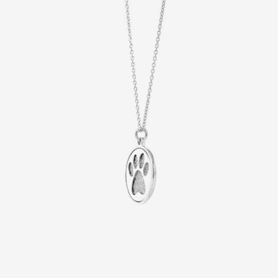 Paw Womens Sterling Silver Round Pendant Necklace