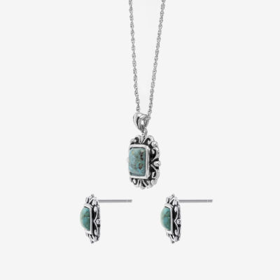 Enhanced Turquoise Sterling Silver -pc. Jewelry Set