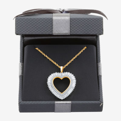 (H-I / I1) Womens 1 CT. T.W. Lab Grown White Diamond 14K Gold Over Silver Sterling Heart Pendant Necklace