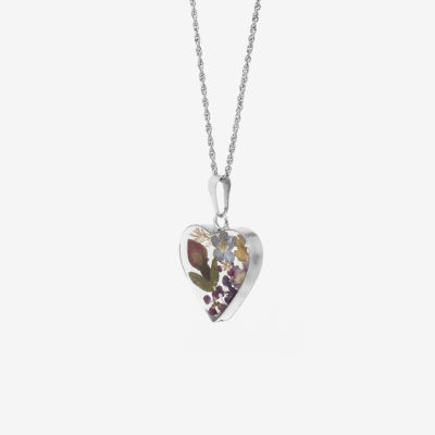 Everlasting Flower Womens Sterling Silver Heart Pendant Necklace