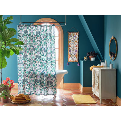 Distant Lands Peacock Printed Shower Curtain
