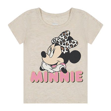 Toddler Girls Round Neck Short Sleeve Minnie Mouse Graphic T-Shirt, 2t, Beige