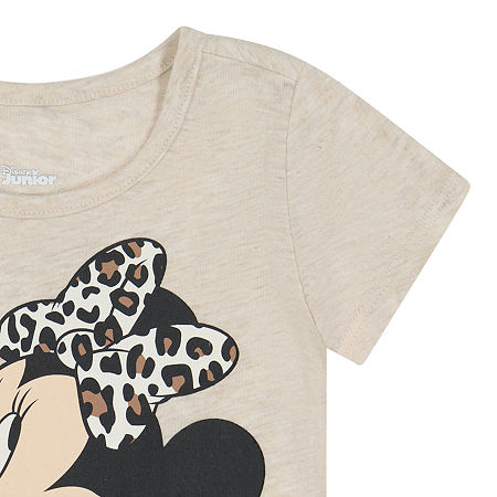 Toddler Girls Round Neck Short Sleeve Minnie Mouse Graphic T-Shirt, 2t, Beige