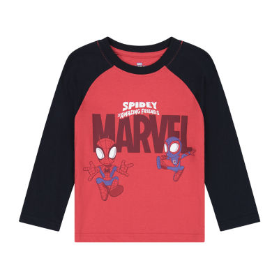 Toddler Boys Crew Neck Long Sleeve Spiderman Graphic T-Shirt