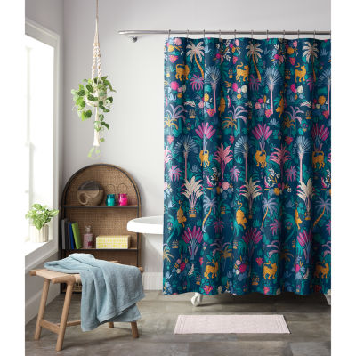 Distant Lands Blue Jungle Shower Curtains