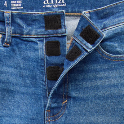 a.n.a Womens High Rise Adaptive Easy-on + Easy-off Straight Leg Jean