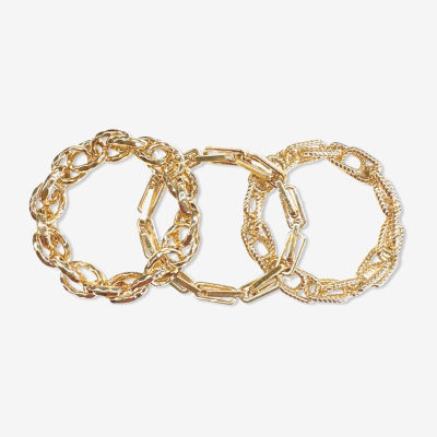 Bijoux Bar Gold Tone 3-pc. Stretch Bracelet