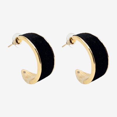 Bijoux Bar Gold Tone Velvet Hoop Earrings