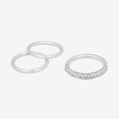 Bijoux Bar Delicates Silver Tone 3-pc. Glass Round Ring Sets