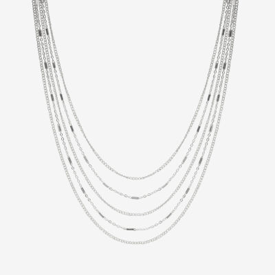Bijoux Bar Silver Tone 16 Inch Link Strand Necklace