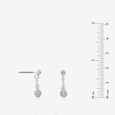 Bijoux Bar Silver Tone 3 Pair Glass Round Earring Set