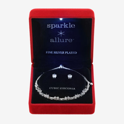 Sparkle Allure Light Up Box 2-pc. Cubic Zirconia Pure Silver Over Brass Jewelry Set