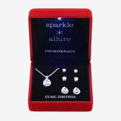 Sparkle Allure Light Up Box -pc. Cubic Zirconia Pure Silver Over Brass Jewelry Set