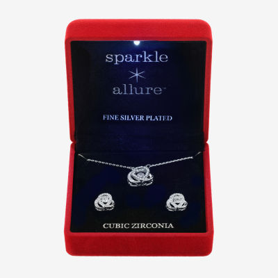 Sparkle Allure Light Up Box 2-pc. Cubic Zirconia Pure Silver Over Brass Knot Jewelry Set