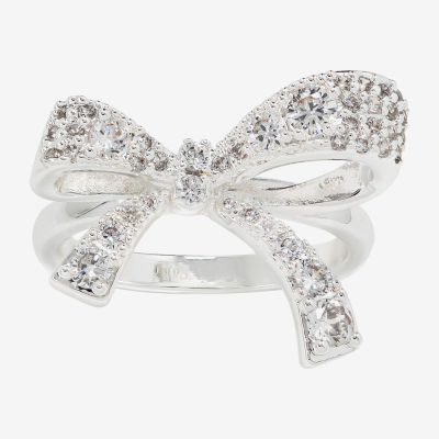 Sparkle Allure Cubic Zirconia Pure Silver Over Brass Bow Cocktail Ring