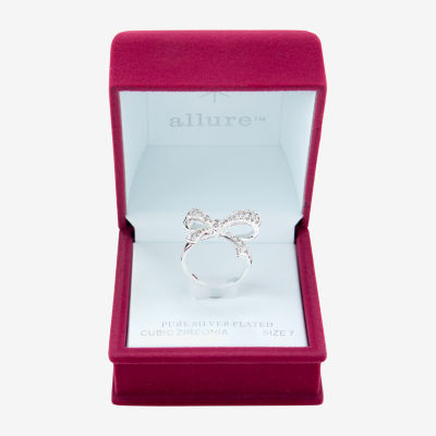 Sparkle Allure Cubic Zirconia Pure Silver Over Brass Bow Cocktail Ring