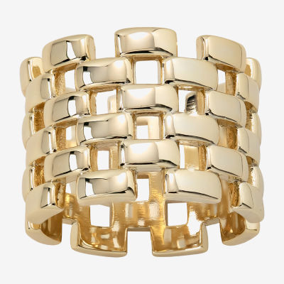 Sparkle Allure Checkered 14K Gold Over Brass Band