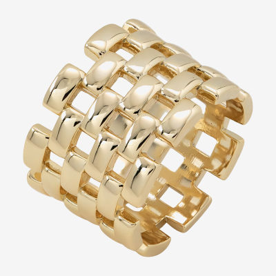 Sparkle Allure Checkered 14K Gold Over Brass Band