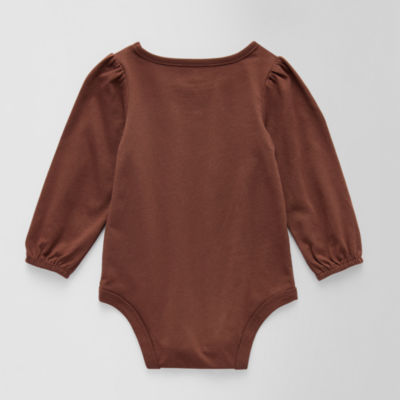 Okie Dokie Baby Girls Round Neck Long Sleeve Bodysuit