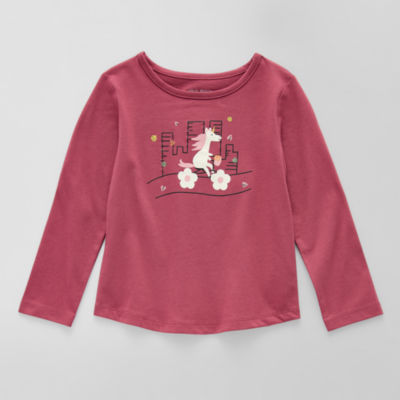 Okie Dokie Toddler & Little Girls Round Neck Long Sleeve Graphic T-Shirt