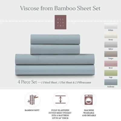 Ella Jayne Rayon From Bamboo Deep-Pocket 4-piece Sheet Set