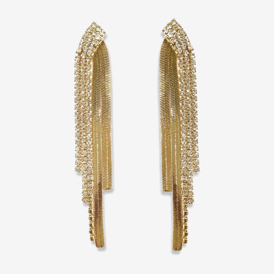 Bijoux Bar Gold Tone Snake Chain Crystal Drop Earrings