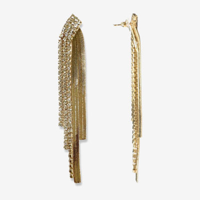Bijoux Bar Gold Tone Snake Chain Crystal Drop Earrings