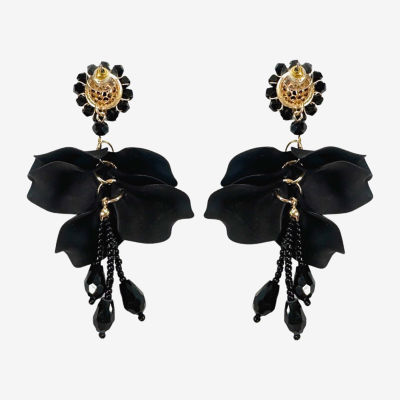 Bijoux Bar Black Petal Cascade Black Drop Earrings