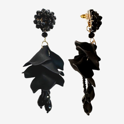 Bijoux Bar Black Petal Cascade Black Drop Earrings