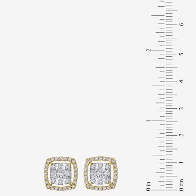 1/2 CT. T.W. Genuine White Diamond 14K Two Tone Gold 9.5mm Stud Earrings