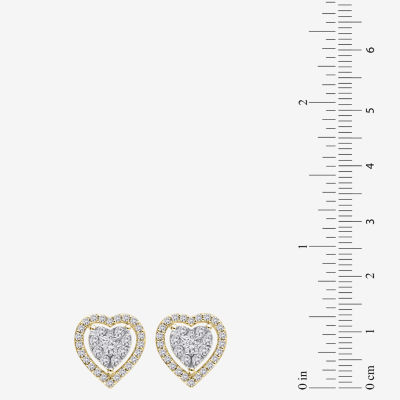 1/2 CT. T.W. Natural Diamond White Diamond 14K Two Tone Gold 10.5mm Heart Stud Earrings