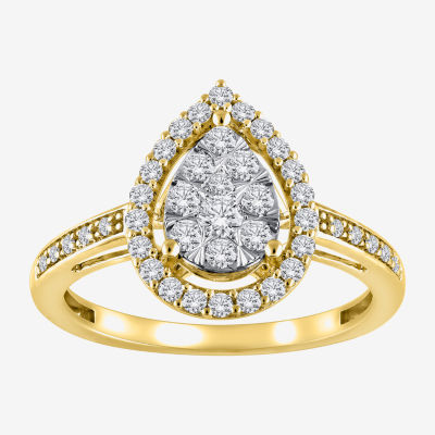 Womens 1/2 CT. T.W. Natural Diamond White 14K Two Tone Gold Cocktail Ring