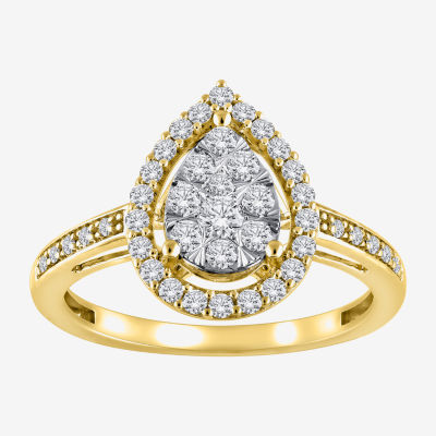 Womens 1/2 CT. T.W. Natural White Diamond 14K Two Tone Gold Cocktail Ring