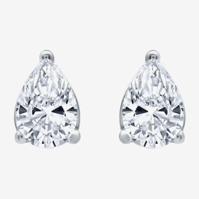 Ever Star (H-I / Si2-I1) 1 CT. T.W. Lab Grown White Diamond 10K White Gold Pear Stud Earrings