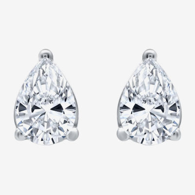 Ever Star (H-I / Si2-I1) 1 CT. T.W. Lab Grown White Diamond 10K White Gold Pear Stud Earrings