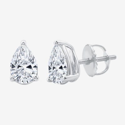 Ever Star (H-I / Si2-I1) 1 CT. T.W. Lab Grown White Diamond 10K White Gold Pear Stud Earrings