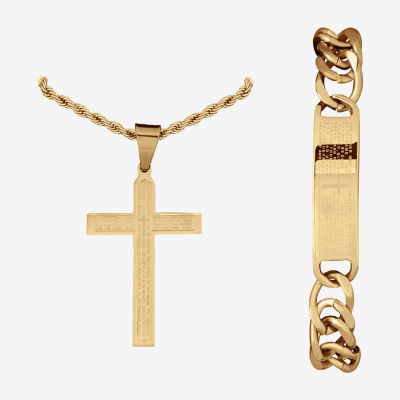 Stainless Steel Cross 2-pc. Jewelry Set