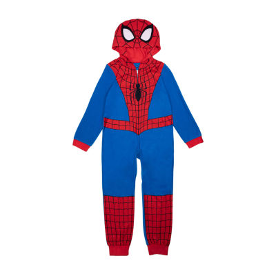 Disney Collection Little & Big Boys Microfleece Spiderman Long Sleeve One Piece Pajama