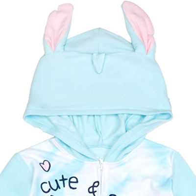 Disney Collection Little & Big Kid Girls Lilo & Stitch Microfleece Hooded Long Sleeve One Piece Pajama