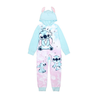 Disney Collection Little & Big Girls Microfleece Lilo & Stitch Long Sleeve One Piece Pajama
