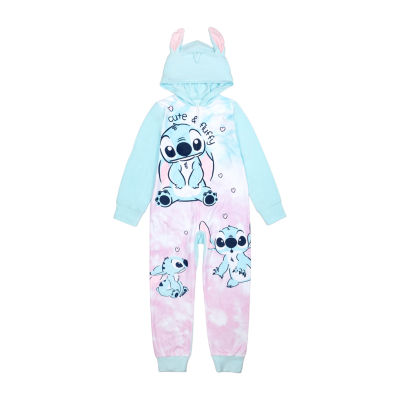 Disney Collection Little & Big Girls Microfleece Stitch Long Sleeve One Piece Pajama