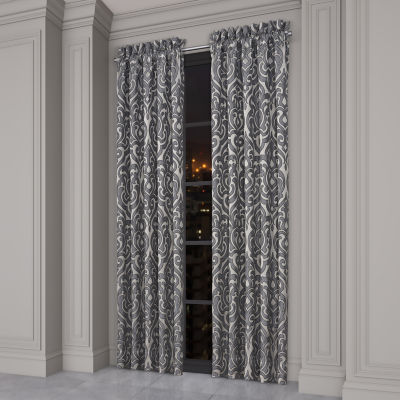 Queen Street Bylthe Pewter Rod Pocket Blackout Set of 2 Curtain Panels