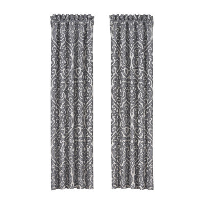 Queen Street Bylthe Pewter Blackout Rod Pocket Set of 2 Curtain Panel